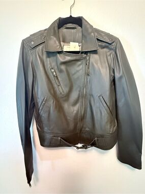 NWT GORGEOUS Artelier by Nicole Miller Leather Moto Jacket Small
